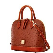 NEW Dooney &amp; Bourke Ostrich Zip Zip Satchel COGNAC - $187.11
