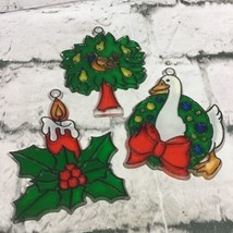 Vintage Christmas Plastic Stained Glass Sun Catchers Lot #2 Partridge Go... - £15.57 GBP