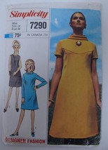 Vintage Simplicity 7290 Mod Dress Designer Fashion Size 14 34&quot; Bust 1967 A-Line - £7.12 GBP