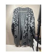 Triangle Gray Black Open Front Animal Print Cardigan Sweater Plus Size 20X - $594.33 MXN