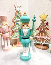 Christmas Nutcracker Pastel Aqua Green Gingerbread Figure Figurine Statu... - $34.79