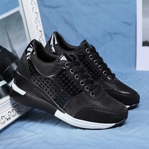 Platform Sneakers For Women Breathable Casual Walking Sports Running Shoes Black - £37.57 GBP