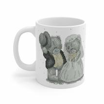 Two Plush Embroidery Wedding Teddy Bears White Ceramic Coffee Mug (15 ou... - $19.55+