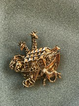 Estate Antique Goldtone Noah’s Ark Religious Brooch Pin – 1 and 5/8th’s x 1 and  - £10.52 GBP