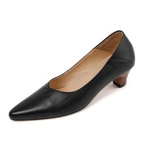 Simple Shoes Woman French Style Women Pumps On Med Heel 5 CM Cowhide Daily Pumps - £96.57 GBP