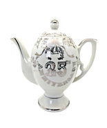 Vintage Tea Pot K-600 White Porcelain 25th Anniversary Floral Silver Tri... - $29.04 CAD
