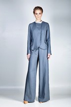 ORGANIC LINEN PANTS WIDE LEGGED High Waisted MADE IN EUROPE FLARED PANTS - $194.65