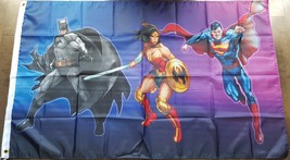 DC Superhero Batman Wonder Woman Superman Flag - 3ft x 5ft - £15.98 GBP