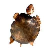 Mid-Century 1950s Orb Handwrought Copper Brooch Box Turtle 1 5/8&quot; long - $39.20