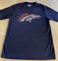 A4 Denver Broncos Football Navy Blue Logo Elway Manning Short Sleeve Shi... - $12.25