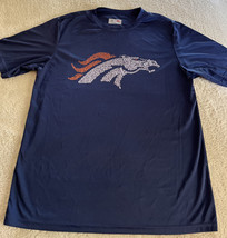 A4 Denver Broncos Football Navy Blue Logo Elway Manning Short Sleeve Shi... - $233.19 MXN