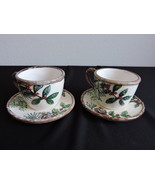 Yankee Candle Tea Cup and Saucer Set 2 Tealight Holders Holly Christmas ... - £17.57 GBP