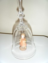 VTG Rare Collectible 24% Lead Crystal Dinner Bell with Wooden Figure 7” #23 - £21.20 GBP