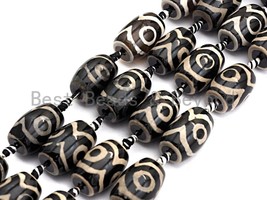 1pc/12pc Black White Eye Tibetan Agate - 15x22mm Barrel Spacer Beads - Sku#U495 - $2.90+