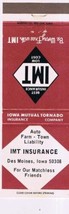 Matchbook Cover IMT Insurance Des Moines Iowa - £3.08 GBP