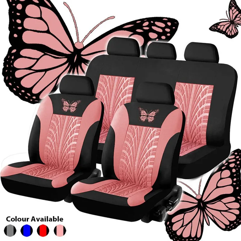4/9pcs Car Seat Cover Set Butterfly-Pattern Universal Car Seat Cover Full Set - £24.41 GBP+