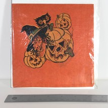 Vintage Halloween Witch, Owl &amp; Jack-o-Lantern Paper Napkin (Circa 1950&#39;s) - £7.57 GBP