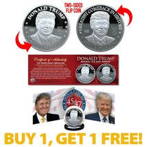 TRUMP 45th 47th President Legacy 1 OZ Nickel-Silver Tribute Dual Flip Co... - €14,65 EUR