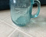 Vintage Aqua Blue Mason Jar Mug Jack In The Box Bicentennial 1976 Libert... - $18.49