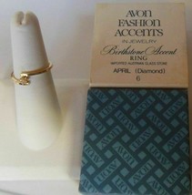 Avon Birthstone Accent Ring Austrian Glass Stone April Size 6 - 1979 - $18.80