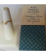 Avon Birthstone Accent Ring Austrian Glass Stone April Size 6 - 1979 - $26.08 CAD