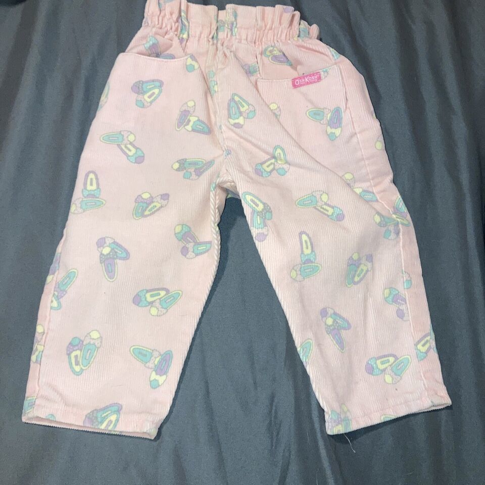 VTG Oshkosh Baby Girl Pink Corduroy Elastic Waist, USA Girls Size 18 Mon... - $19.04