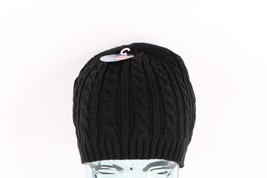 NOS Vtg 90s Streetwear Womens Chunky Cable Knit Winter Beanie Hat Black Blank - £27.18 GBP