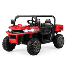 2-Seater Kids Ride On Dump Truck with Dump Bed and Shovel-Red - Color: Red - £257.05 GBP