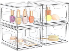 4 Pack Stackable Plastic Makeup Organizer Drawers, Acrylic Organizers,, ... - $31.93