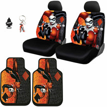 NEW HARLEY QUINN AUTO CAR SEAT COVERS FLOOR MAT KEYCHAIN COVER SET FOR H... - $106.17