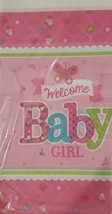Welcome Little One Baby GIRL  PINK Shower Party Decoration Paper Tablecover - £7.69 GBP