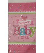 Welcome Little One Baby GIRL  PINK Shower Party Decoration Paper Tablecover - £7.65 GBP