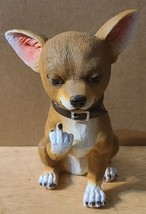 CHIHUAHUA LIL RASCAL DOG FLIP OFF MIDDLE FINGER FUNNY FIGURINE STATUE - $34.60