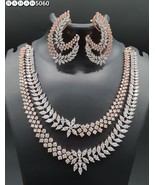 Bollywood Style Indian 18k Rose Gold Filled CZ Necklace Delicate Jewelry... - £111.81 GBP