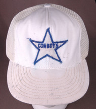 VTG Dallas Cowboy Trucker Hat-Star Patch Logo-White-NFL-Snapback-Distressed-Rare - £40.45 GBP