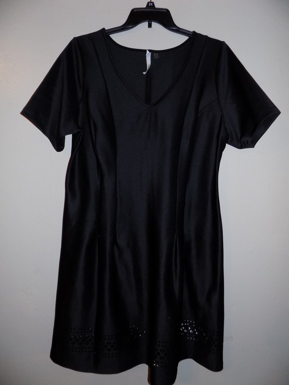 Ny Collection New Womens Black Short Sleeve Laser Cut Scuba Dress Plus  ... - $14.99