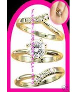 Ring CZ Solitaire Goldtone Three Ring Set all 3 Size 8 - $47.47 CAD