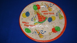 VTG Paper Plates Happy New Year Party Plastic Coated Set of 8 NIP (U.S.A... - $9.85