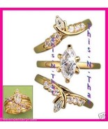 Ring CZ Marquise Ring Set of Three all Size 8 GOLDTONE - $47.51 CAD