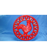 Red Rooster Round Iron Trivet Wall or Hot Plate ~ 8 inches Round ~Circa ... - $33.78 CAD