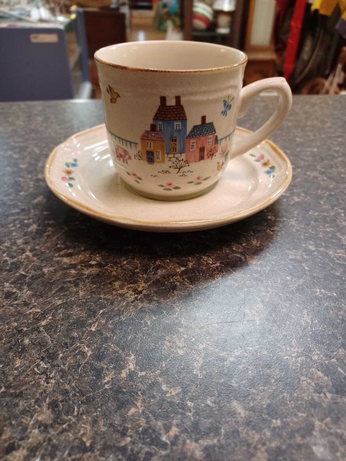 Vintage International Stoneware Japan Heartland Cup &amp; Saucer Set Coffee ... - $7.91