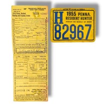 VTG 1955 PENNA Pennsylvania Resident Hunter Hunting License Deer Bear Tag  - £14.27 GBP