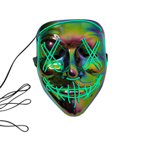 Halloween Purge Mask Wire LED Hot Green Neon Multi Function Reflective Scary - £15.67 GBP