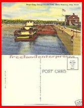 Post Card IL Barges Going Through Brandon Locks Joliet ILL VTG - £7.87 GBP