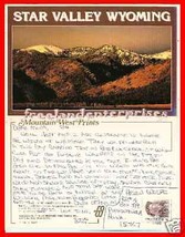 Post Card WY Caribou Mountains Viewing Star Valley WYOMING 1994? - £7.80 GBP