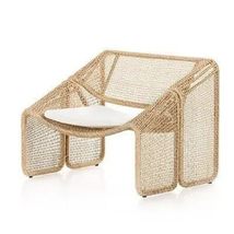 Modern Nordic Rattan Lounge Chair  Elegant Velvet Outdoor/Indoor Sofa Chair - £1,598.30 GBP