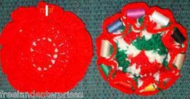 Crocheted Sewing Pin Cushion with Thread Caddy 10 Reversible Christmas Colors - £10.27 GBP