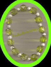 Bracelet Beaded Stretchie Acrylic NEW~Light GreenSilver - £3.12 GBP