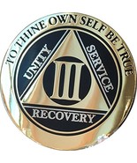 3 Year AA Medallion Elegant Black Gold Silver Bi-Plated Alcoholics Anony... - £13.22 GBP