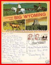 Post Card WY Greetings from Big Wyoming (3 scenes) 1989 - £7.84 GBP